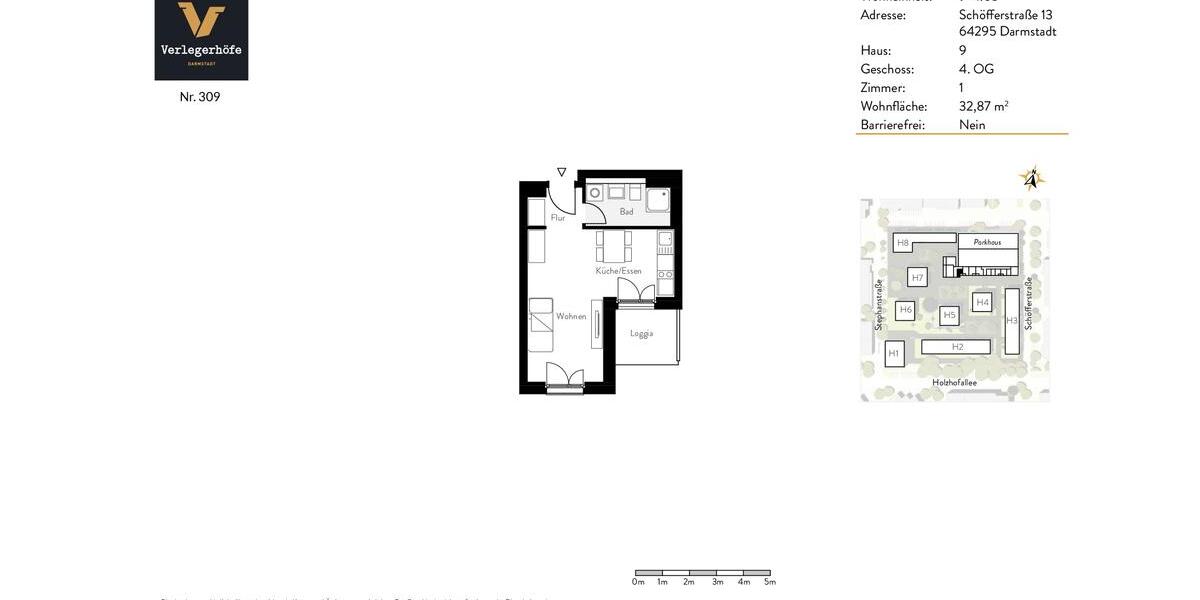 Etagenwohnung Darmstadt Darmstadt-West - 1 Zimmer, 33 m&sup2;, 830&euro; | Angebot:26549320