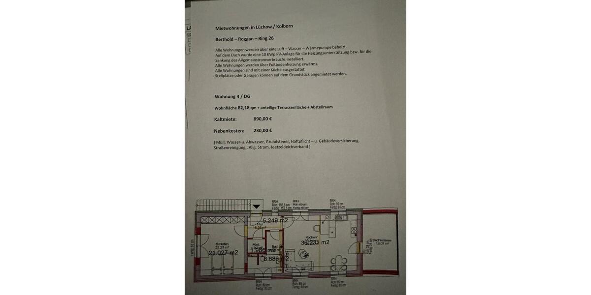 Erdgeschoßwohnung Hitzacker (Elbe) - 2 Zimmer, 60 m&sup2;, 830&euro; | Angebot:26670622