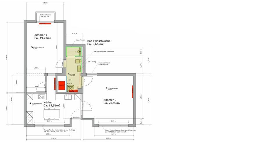 Etagenwohnung Osnabrück - 2 Zimmer, 62 m&sup2;, 800&euro; | Angebot:26326346