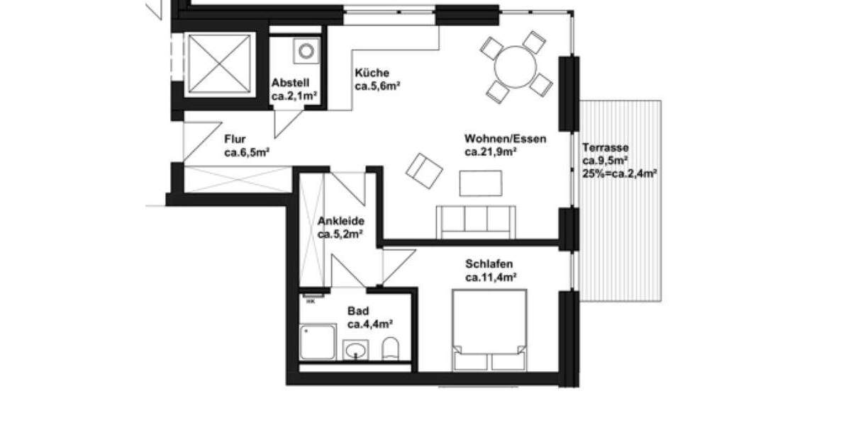 Etagenwohnung Heikendorf Altheikendorf - 2 Zimmer, 59 m&sup2;, 1.070&euro; | Angebot:25771020