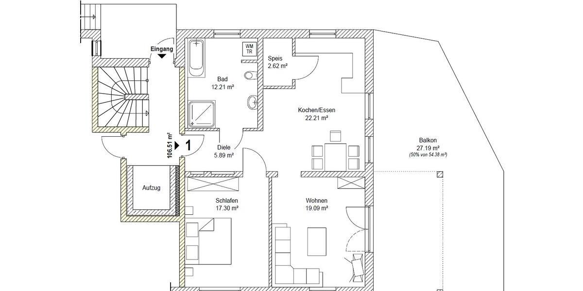 Erdgeschoßwohnung Büchlberg - 3 Zimmer, 107 m&sup2;, 1.050&euro; | Angebot:26620693