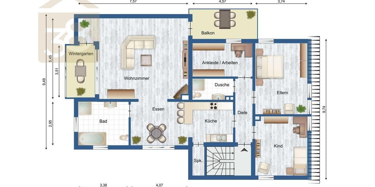 Etagenwohnung Wolfsburg Alt-Wolfsburg - 4 Zimmer, 120 m&sup2;, 990&euro; | Angebot:24783600