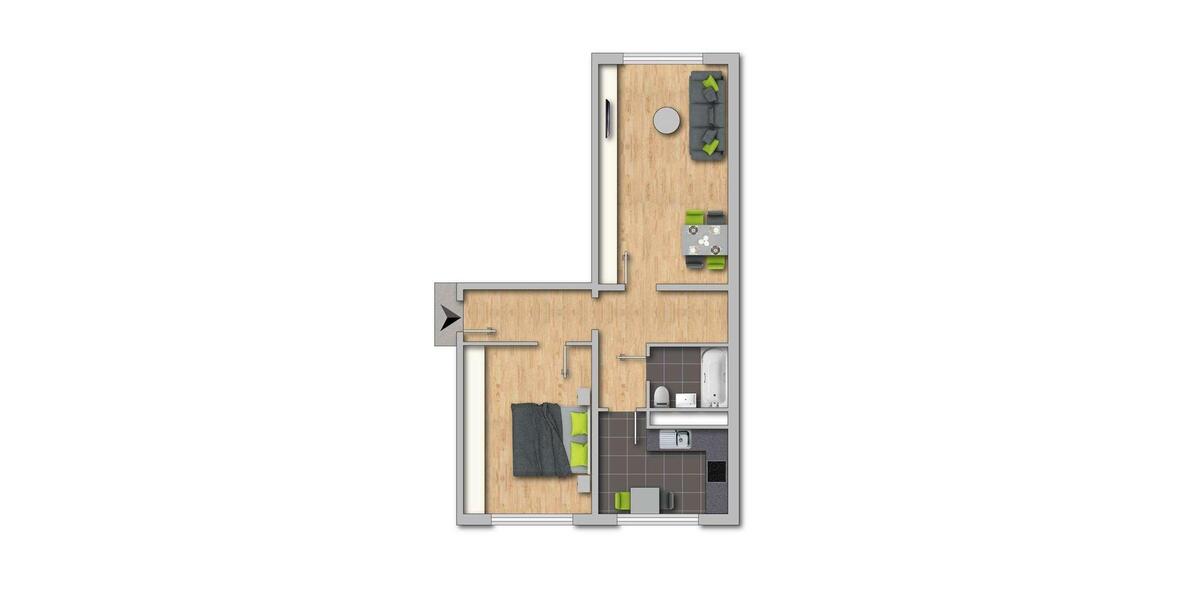 Dachgeschoßwohnung Heideland - 2 Zimmer, 47 m&sup2;, 264&euro; | Angebot:25916924