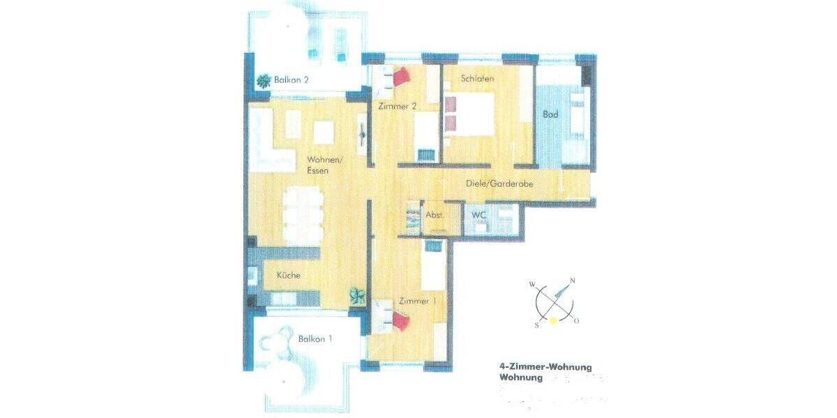 Etagenwohnung Schweinfurt Innenstadt - 4 Zimmer, 111 m&sup2;, 1.250&euro; | Angebot:23562463