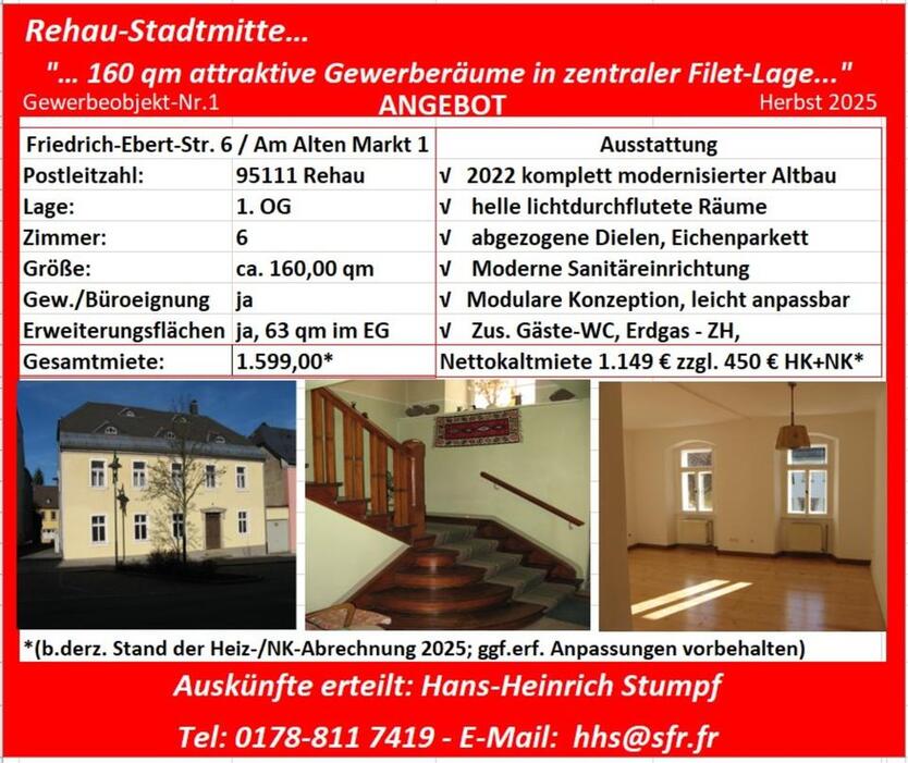 Repräsentative, helle 6 Zi-AltbauWohnung in Rehau-Stadtmitte