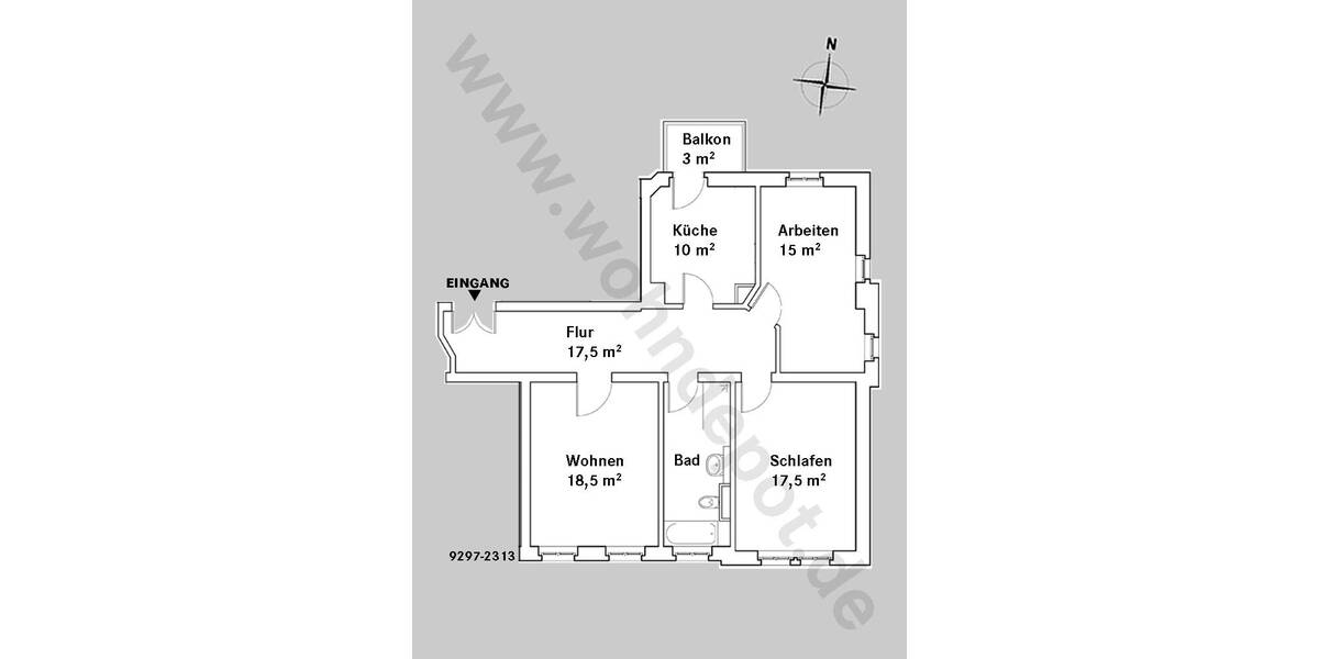 Etagenwohnung Markkleeberg Markkleeberg-Mitte - 3 Zimmer, 88 m&sup2;, 1.065&euro; | Angebot:25997759