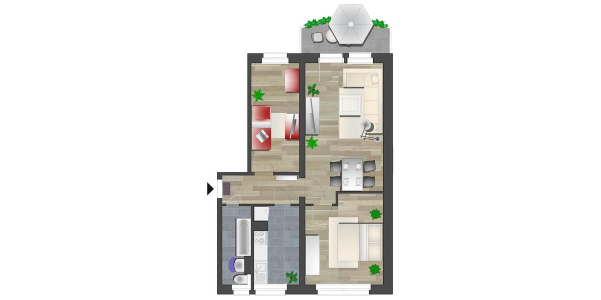 Erdgeschoßwohnung Chemnitz Kapellenberg - 3 Zimmer, 61 m&sup2;, 360&euro; | Angebot:26701382