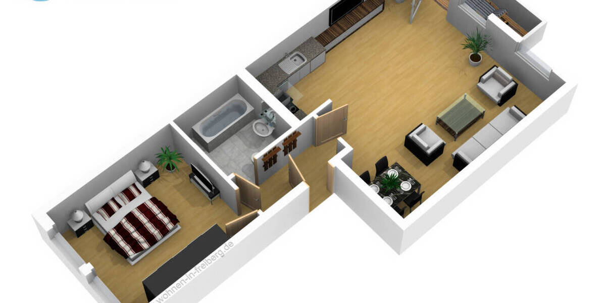 Etagenwohnung Freiberg Freiberg Nord - 2 Zimmer, 54 m&sup2;, 379&euro; | Angebot:26066617