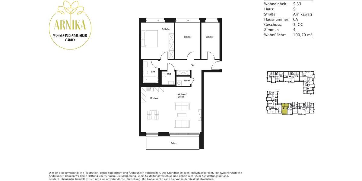 Etagenwohnung Wolfsburg Almke - 4 Zimmer, 101 m&sup2;, 1.100&euro; | Angebot:21939735