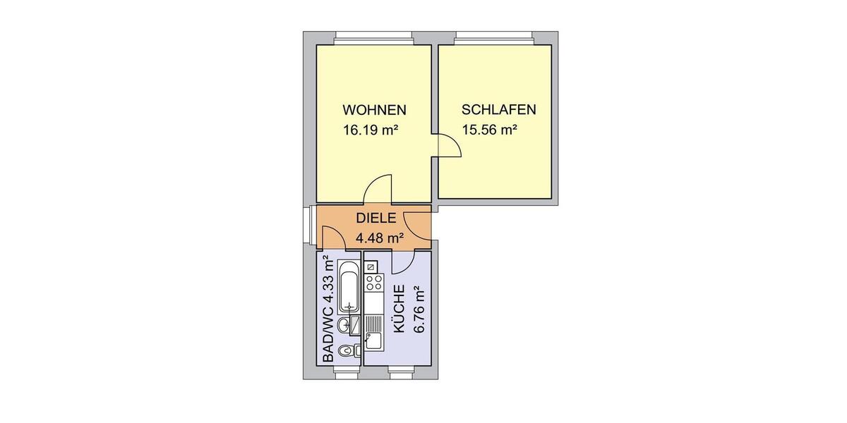 Etagenwohnung Sandersdorf-Brehna Brehna - 2 Zimmer, 47 m&sup2;, 332&euro; | Angebot:26338182