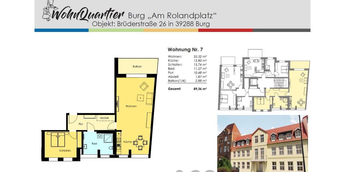 Dachgeschoßwohnung Burg - 2 Zimmer, 90 m&sup2;, 804&euro; | Angebot:20971032