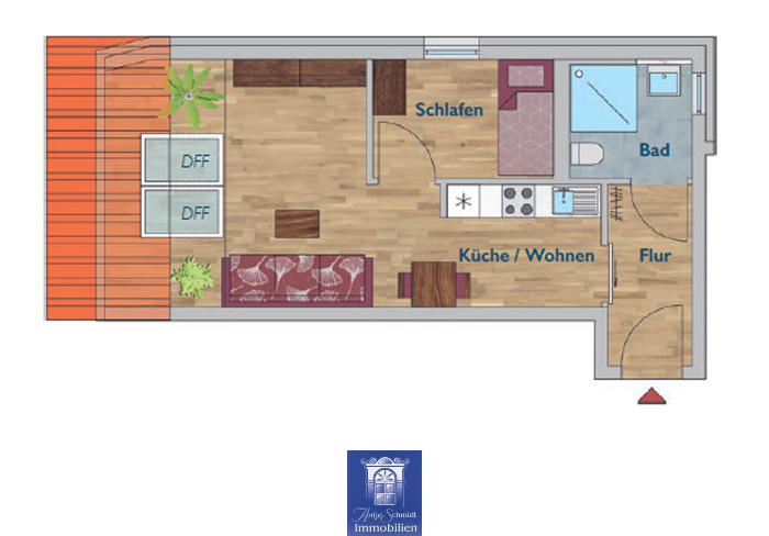 Dachgeschoßwohnung Arnsdorf - 2 Zimmer, 39 m&sup2;, 530&euro; | Angebot:24434556