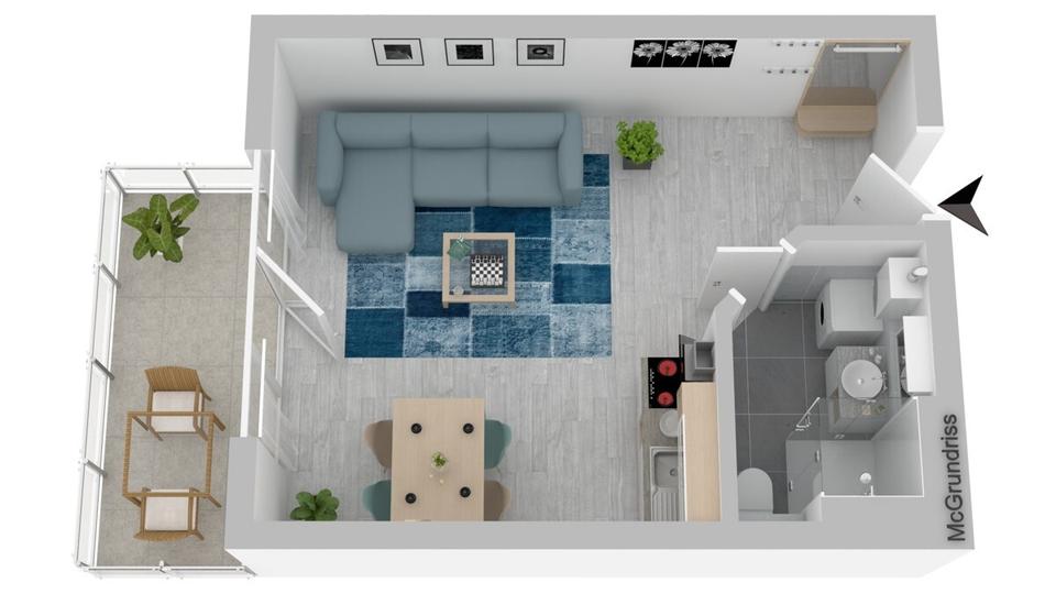 Erdgeschoßwohnung Ilmenau - 1 Zimmer, 30 m&sup2;, 270&euro; | Angebot:25901637