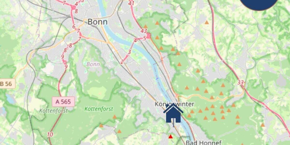 Etagenwohnung Bonn Mehlem - 3 Zimmer, 78 m&sup2;, 880&euro; | Angebot:26128262