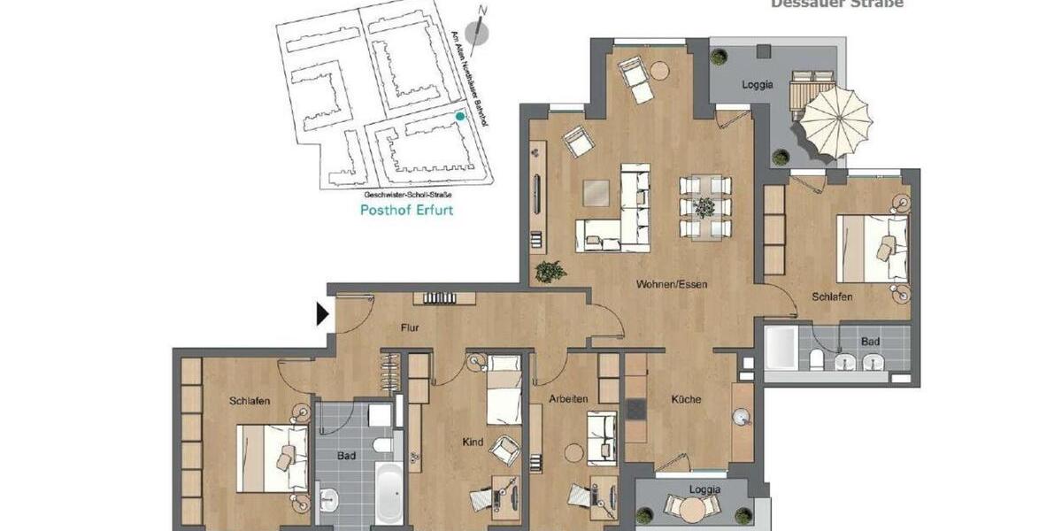 Etagenwohnung Erfurt Johannesvorstadt - 5 Zimmer, 137 m&sup2;, 1.976&euro; | Angebot:24644131