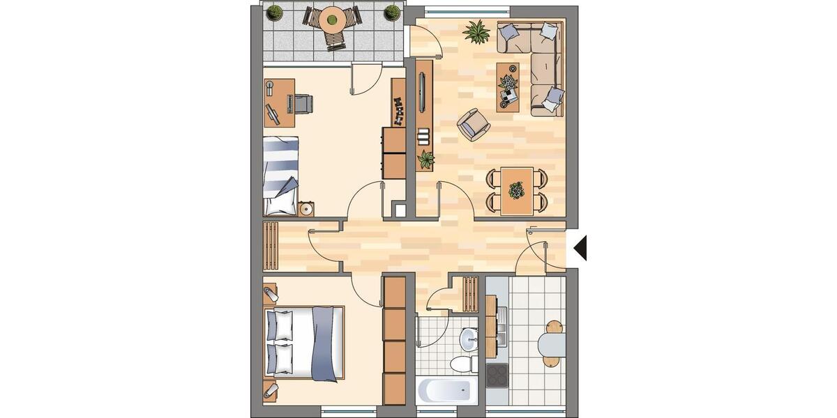Erdgeschoßwohnung Dortmund Aplerbeck - 3 Zimmer, 70 m&sup2;, 560&euro; | Angebot:26096195