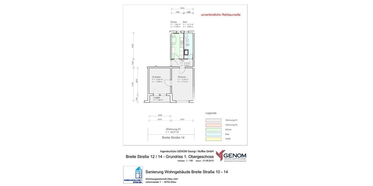 Erdgeschoßwohnung Zittau - 2 Zimmer, 49 m&sup2;, 316&euro; | Angebot:26277902
