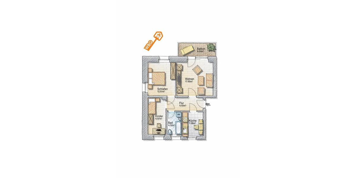 Etagenwohnung Großschönau - 3 Zimmer, 65 m&sup2;, 485&euro; | Angebot:25646202