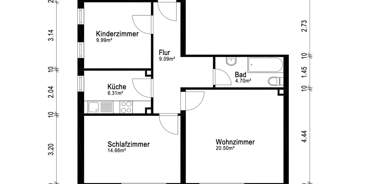 Möbliertes, bezugsfertiges WG-Zimmer mit Reinigungsservice 3 zimmer