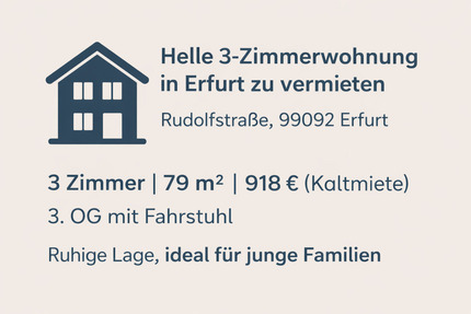 Wohnung Erfurt Andreasvorstadt - 3 Zimmer, 80 m&sup2;, 918&euro; | Angebot:24850497