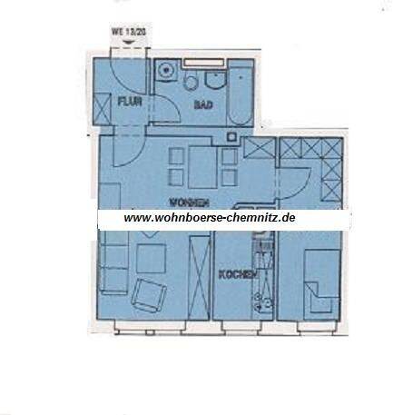 Etagenwohnung Chemnitz Kapellenberg - 2 Zimmer, 42 m&sup2;, 224&euro; | Angebot:26320319