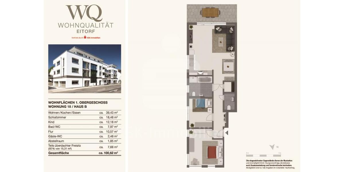 Erdgeschoßwohnung Eitorf - 3 Zimmer, 103 m&sup2;, 1.288&euro; | Angebot:25990254