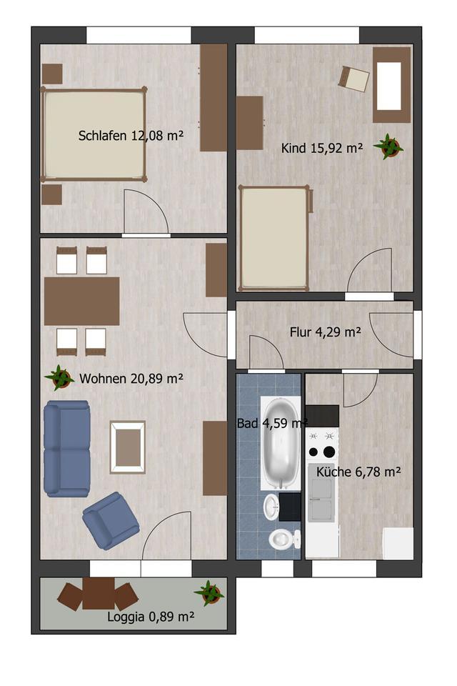 3-Raum Wohnung in ruhiger Lage zimmer