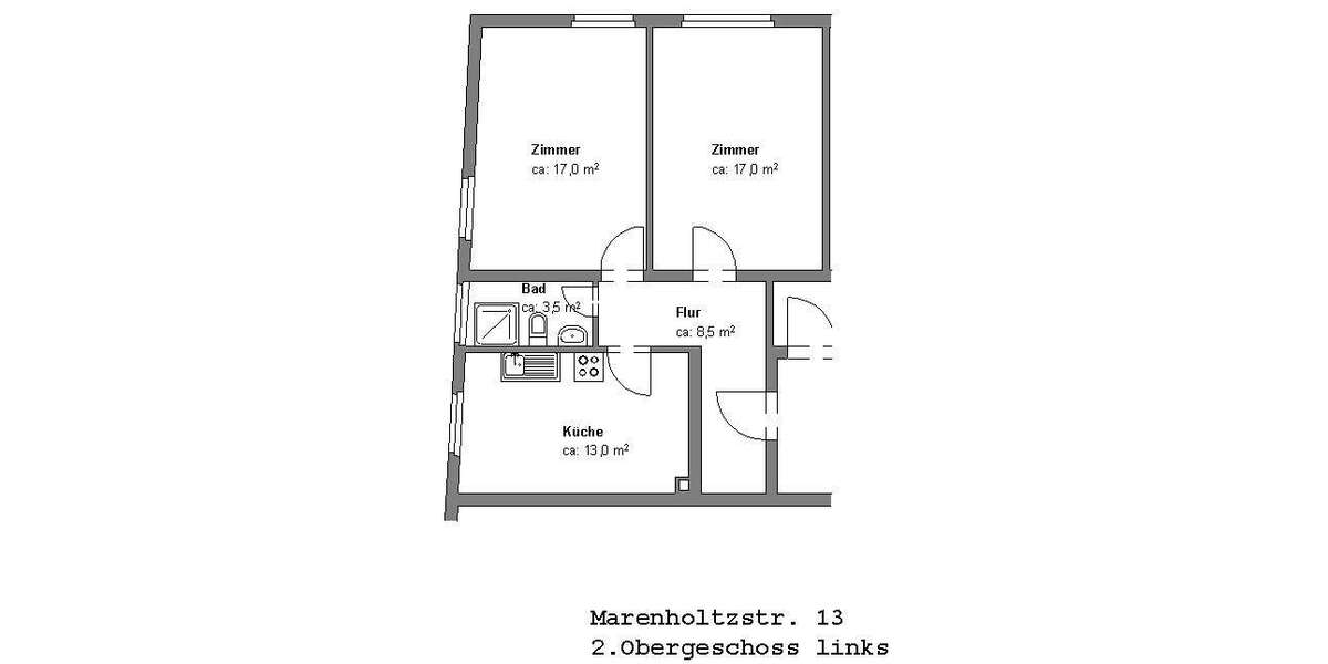 Etagenwohnung Braunschweig Westliches Ringgebiet - 2 Zimmer, 61 m&sup2;, 443&euro; | Angebot:27115558