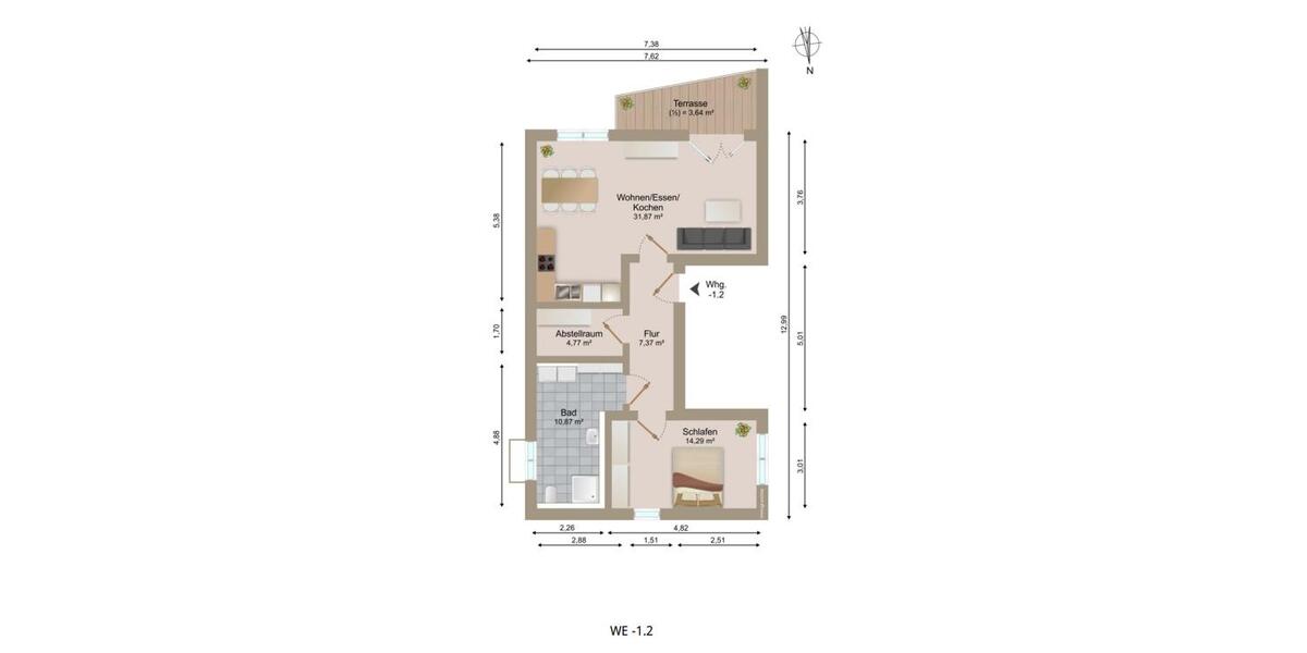 Etagenwohnung Mitterfels - 2 Zimmer, 73 m&sup2;, 870&euro; | Angebot:25148704