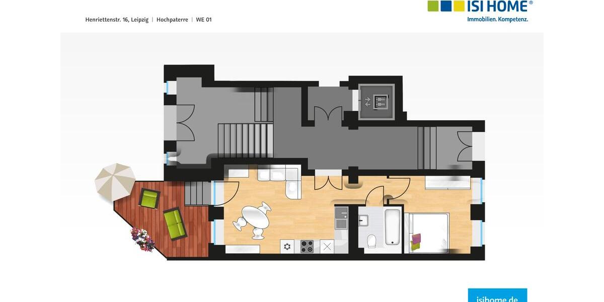 Erdgeschoßwohnung Leipzig Altwest - 1 Zimmer, 40 m&sup2;, 509&euro; | Angebot:25217585