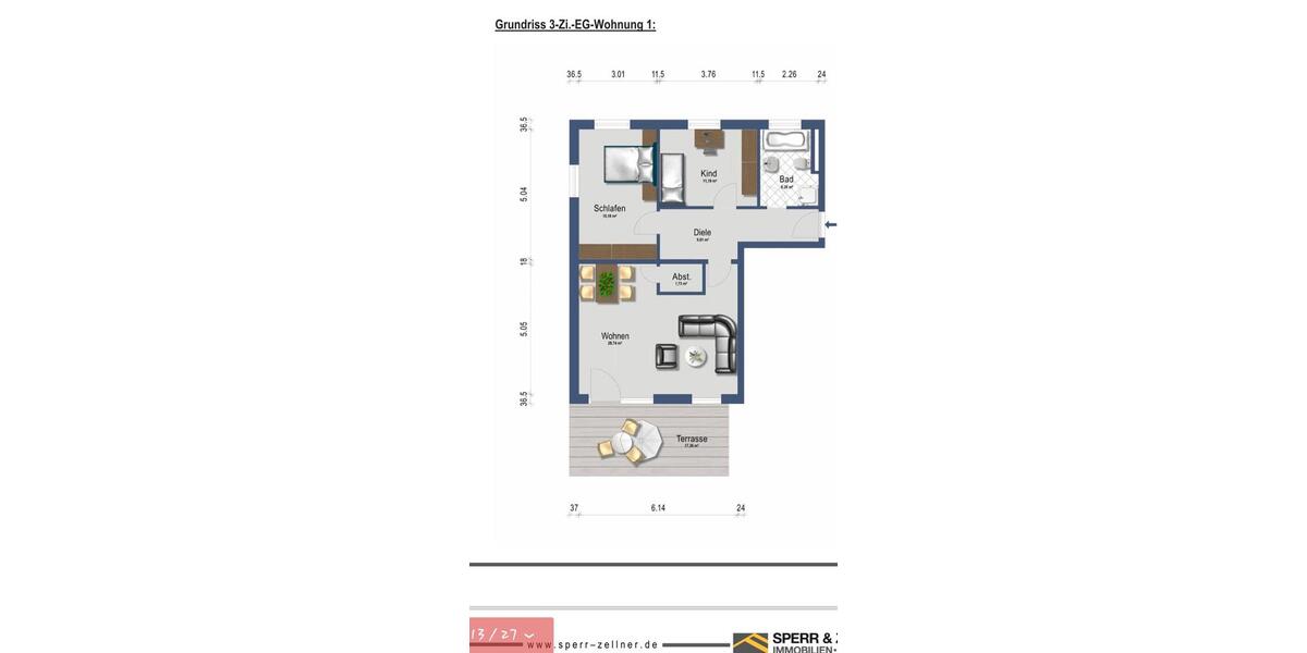 Erdgeschoßwohnung Taufkirchen (Vils) - 3 Zimmer, 80 m&sup2;, 1.100&euro; | Angebot:26701523