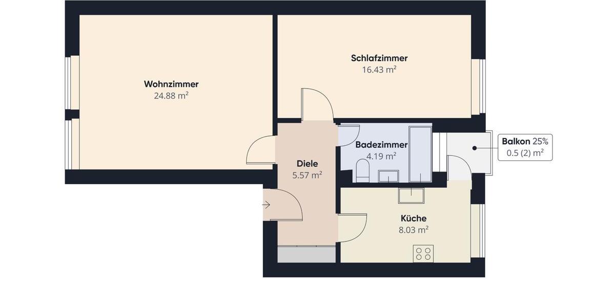 Etagenwohnung Bremerhaven Mitte - 2 Zimmer, 60 m&sup2;, 444&euro; | Angebot:26555354