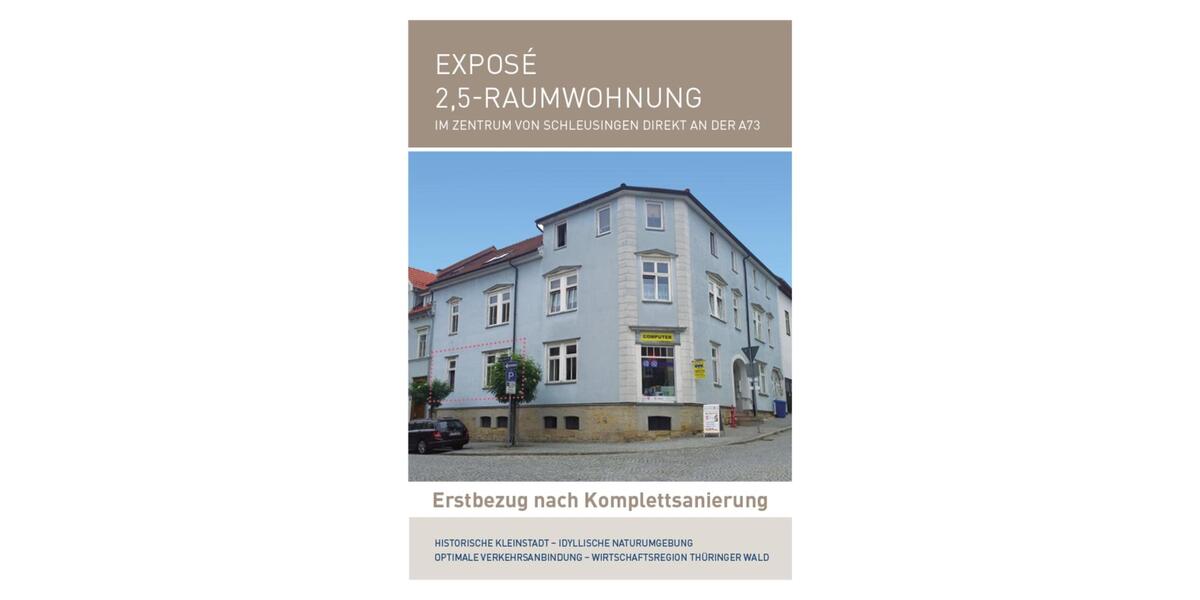 Erdgeschoßwohnung Schleusingen - 2.5 Zimmer, 64 m&sup2;, 495&euro; | Angebot:25052758