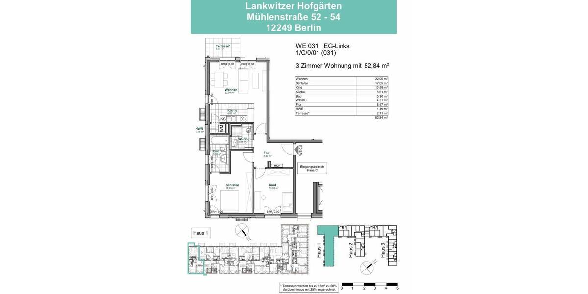 Terrassenwohnung Berlin Lankwitz - 3 Zimmer, 82 m&sup2;, 2.380&euro; | Angebot:26162862