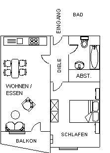 Etagenwohnung Waldsassen - 1 Zimmer, 43 m&sup2;, 222&euro; | Angebot:26308365
