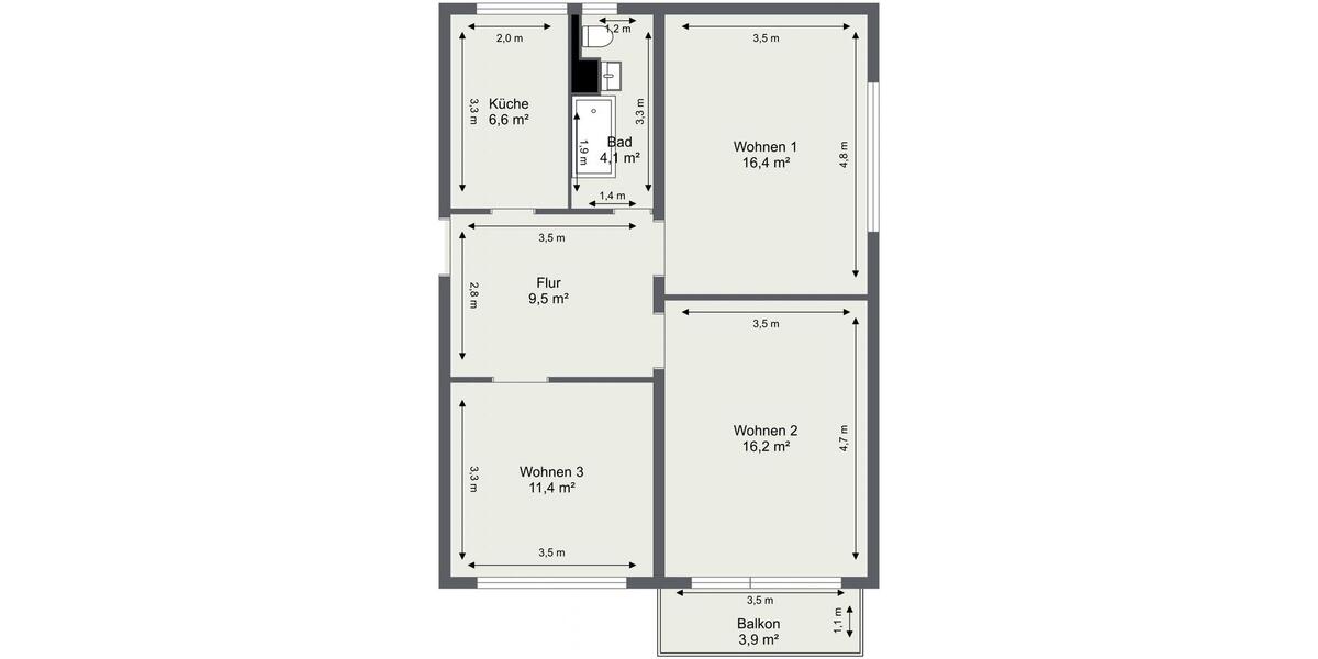 Etagenwohnung Schwedt (Oder) - 3 Zimmer, 66 m&sup2;, 399&euro; | Angebot:25372600