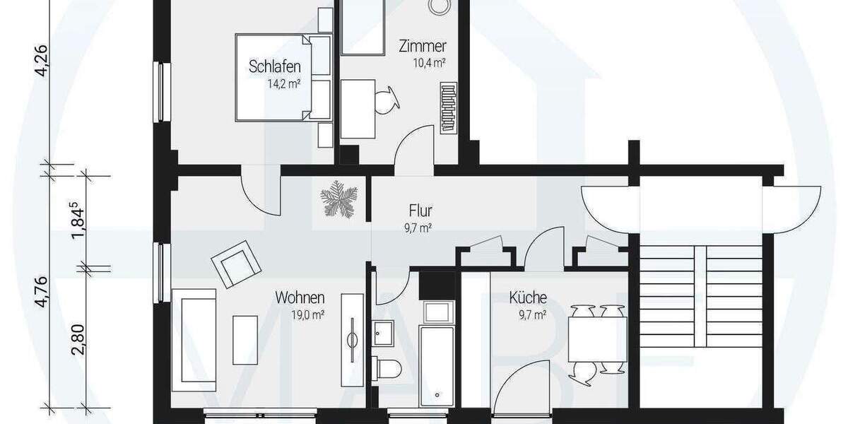 Etagenwohnung Görlitz Hagenwerder - 3 Zimmer, 69 m&sup2;, 466&euro; | Angebot:26751481