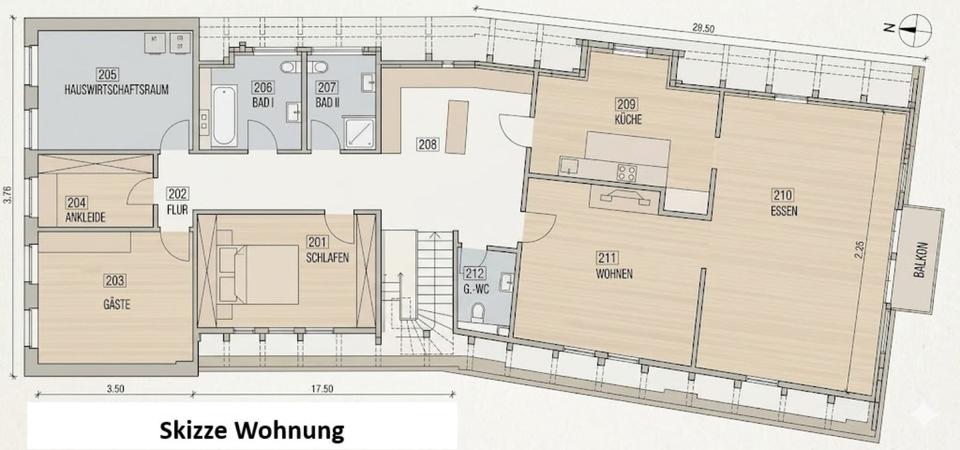 Maisonettenwohnung Lauenburg/Elbe Elbe - 7.5 Zimmer, 200 m&sup2;, 1.400&euro; | Angebot:22312180