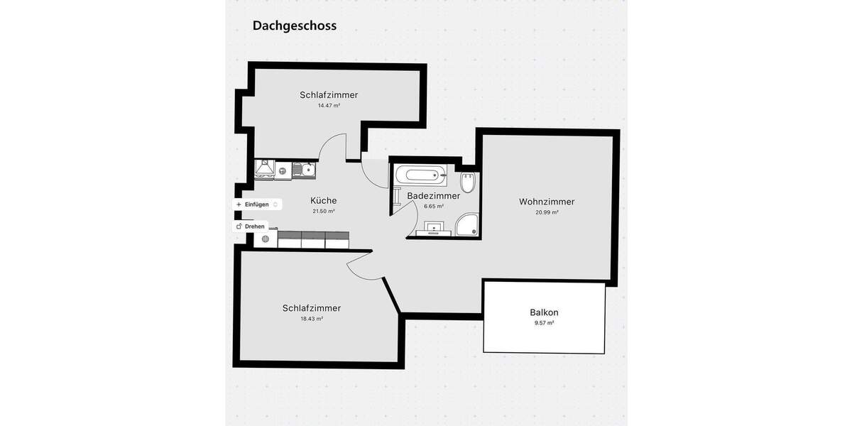 3-Zimmer-Dachgeschoßwohnung 84m² mit Balkon und Stellplatz 3 zimmer