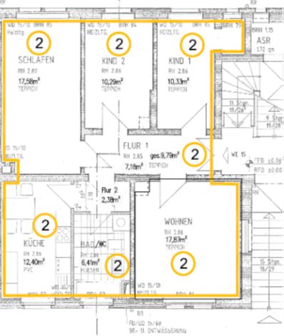 Etagenwohnung Rossau Schönborn-Dreiwerden - 4 Zimmer, 84 m&sup2;, 490&euro; | Angebot:25692107
