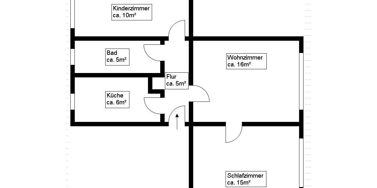 Etagenwohnung Weißwasser (Oberlausitz) - 3 Zimmer, 56 m&sup2;, 350&euro; | Angebot:26543958