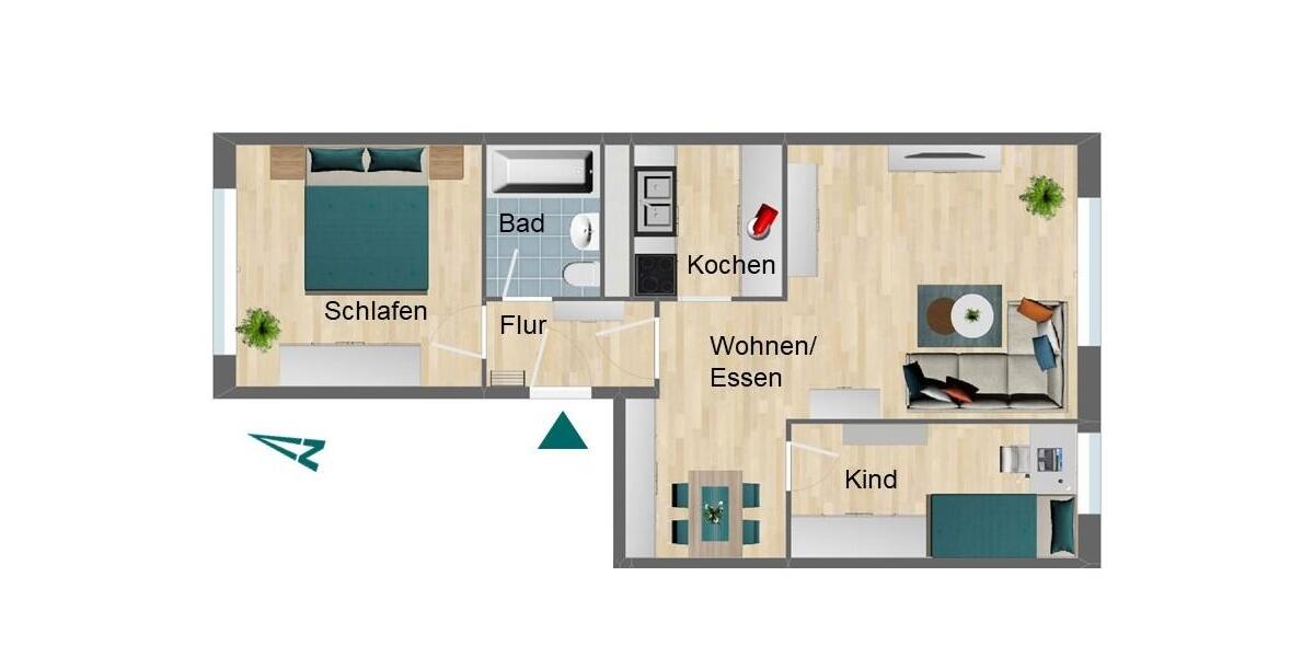 Etagenwohnung Pößneck - 3 Zimmer, 54 m&sup2;, 620&euro; | Angebot:26248194