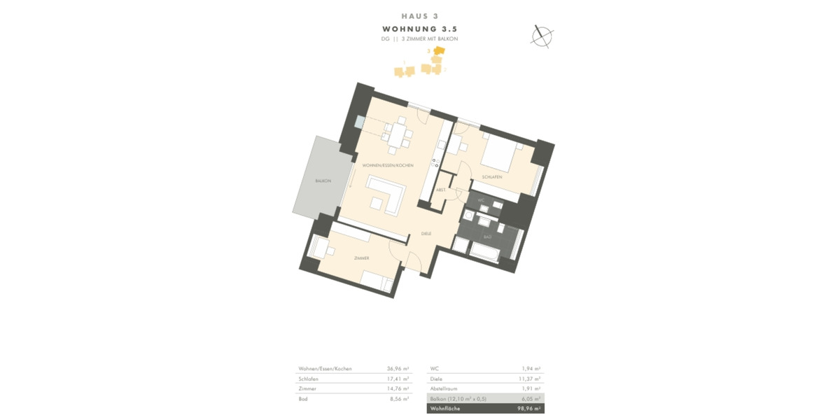 Erstbezug: 3-Zimmer-Dachgeschosswohnung in Heitersheim zimmer