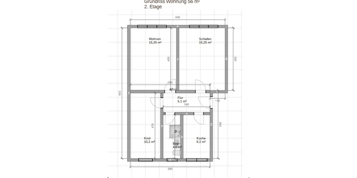 Etagenwohnung Landsberg - 3 Zimmer, 56 m&sup2;, 448&euro; | Angebot:25146033