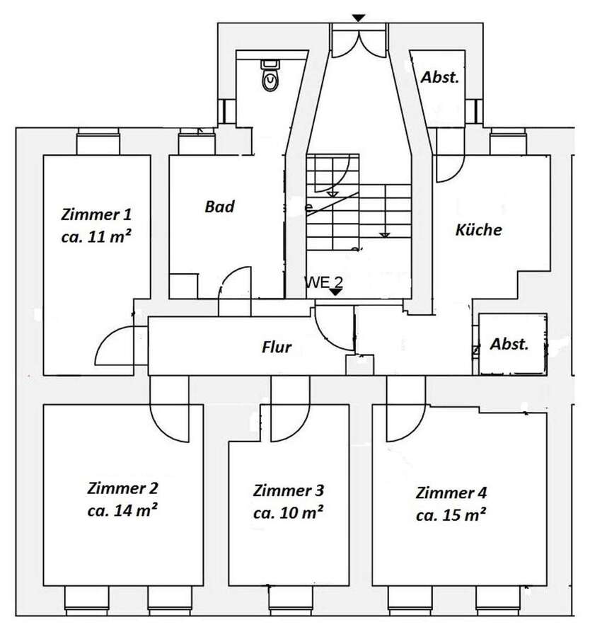 kleine 4-Zi-Whg mit BALKON- Laminat, separate Küche, Wanne+Dusche 4 zimmer