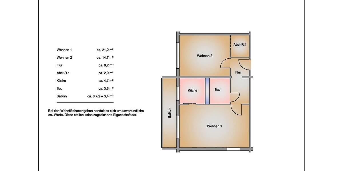 Etagenwohnung Frankfurt (Oder) Beresinchen - 2 Zimmer, 53 m&sup2;, 351&euro; | Angebot:25877288