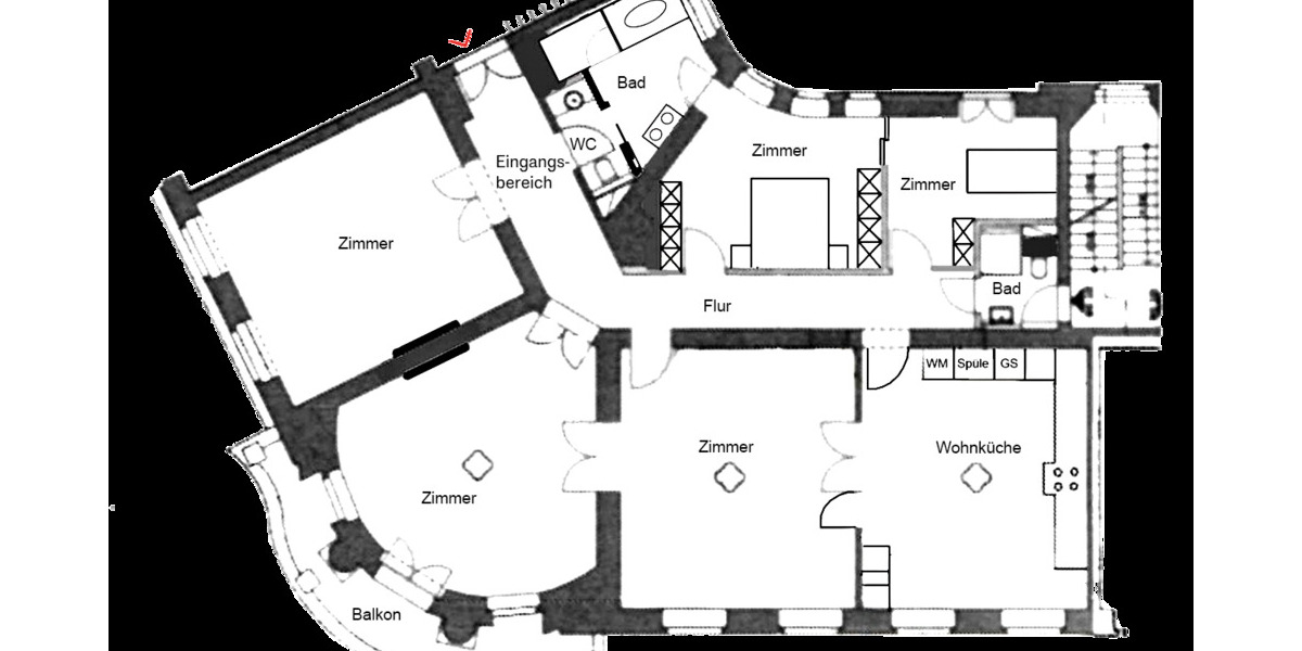 Etagenwohnung Berlin Mitte - 5 Zimmer, 185 m&sup2;, 3.680&euro; | Angebot:25071620