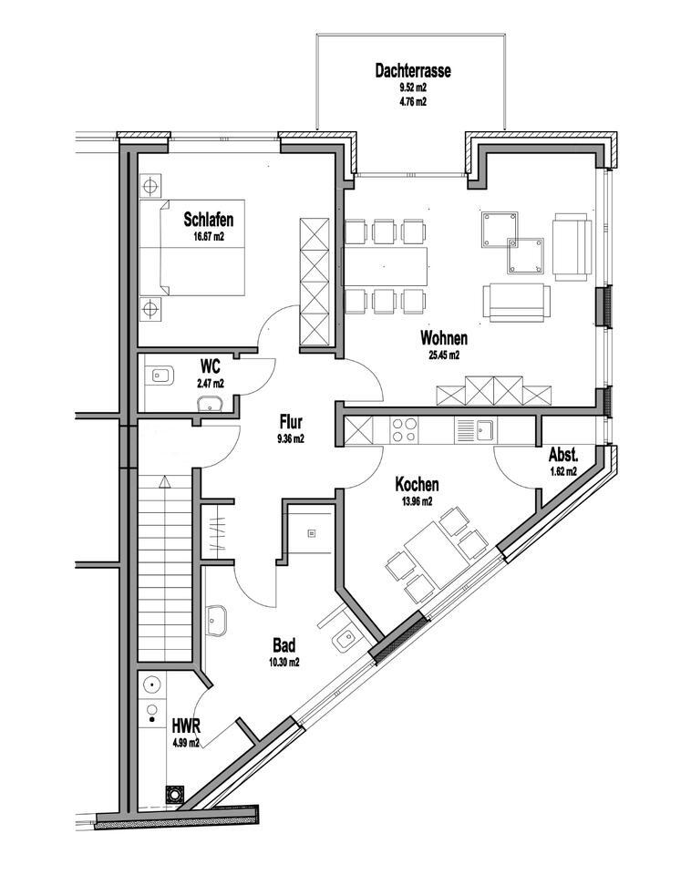 2 Zimmer-Wohnung, Ortsmitte, 90 qm, zum 01.01.26 zu verm. zimmer