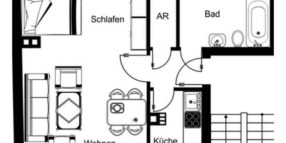 Etagenwohnung Essen Stadtbezirk VI - 1 Zimmer, 36 m&sup2;, 390&euro; | Angebot:25125900