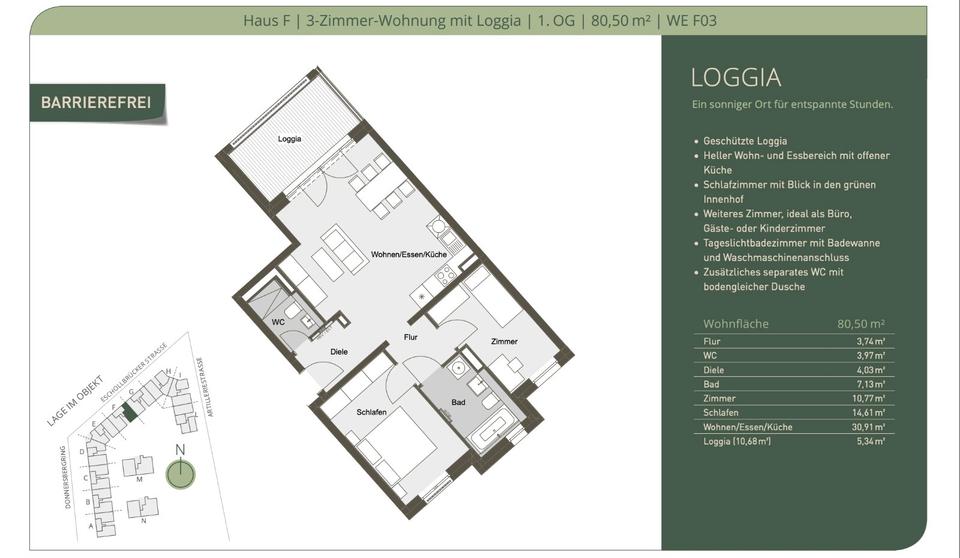 Etagenwohnung Darmstadt - 3 Zimmer, 81 m&sup2;, 1.550&euro; | Angebot:26503027